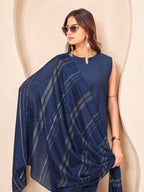 Navy blue color silk blendwith solid kurta & farsi salwar with brocade dupatta set