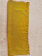 Mustard & Teal color silk blend angrkha style kurta & A-line plazzo with dupatta set