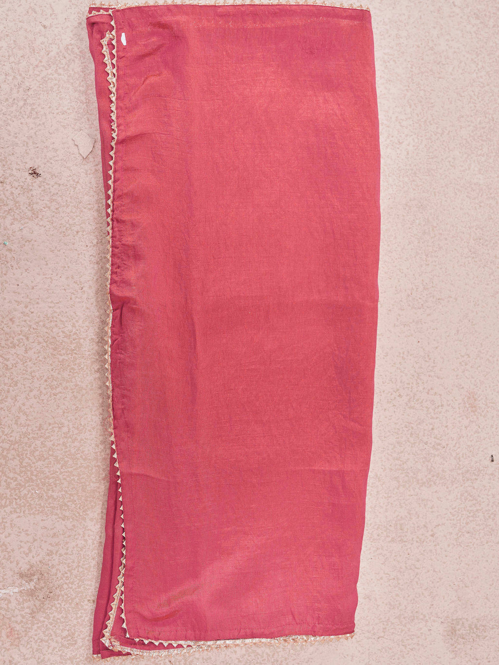 Dark peach color silk blend angrkha style kurta & A-line plazzo with dupatta set