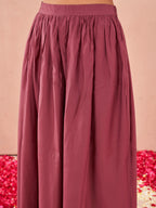 Teal & mauve color silk blend solid back dori design kurta & skirt with dupatta