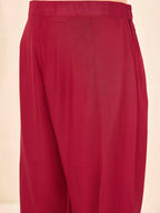 Maroon color rayon with solid back dori kurta & farsi bottom with printed dupatta set