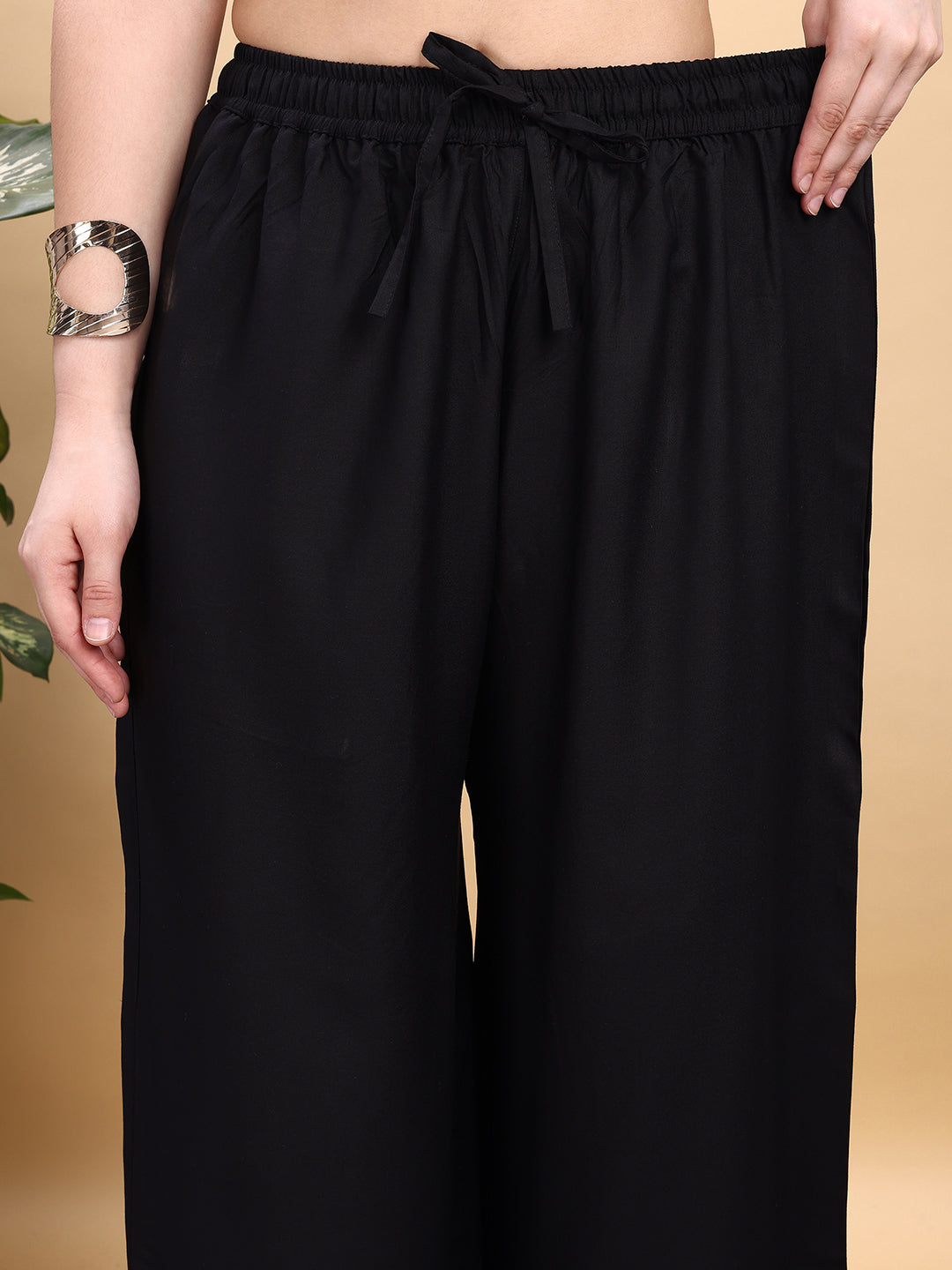 Black color rayon plazzo