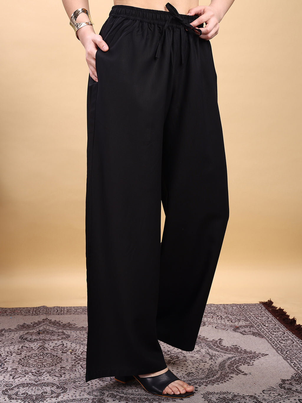 Black color rayon plazzo