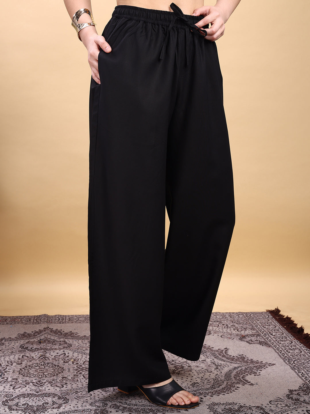 Black color rayon plazzo