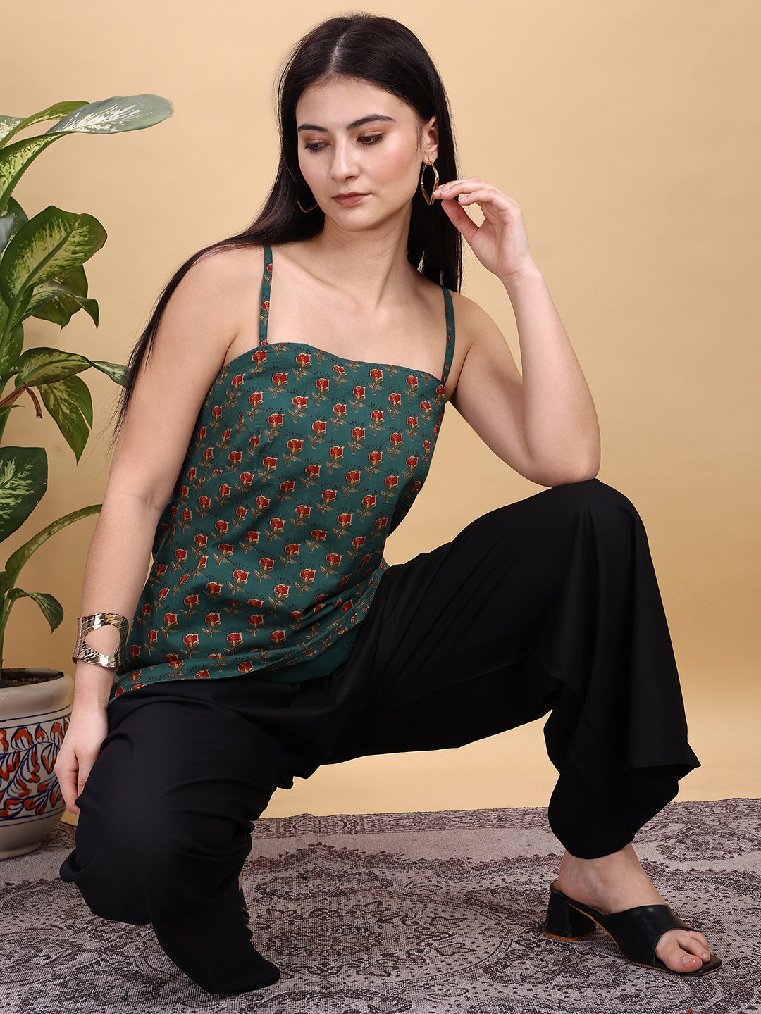 Black color rayon plazzo
