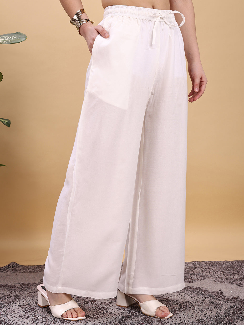 Off white color rayon plazzo