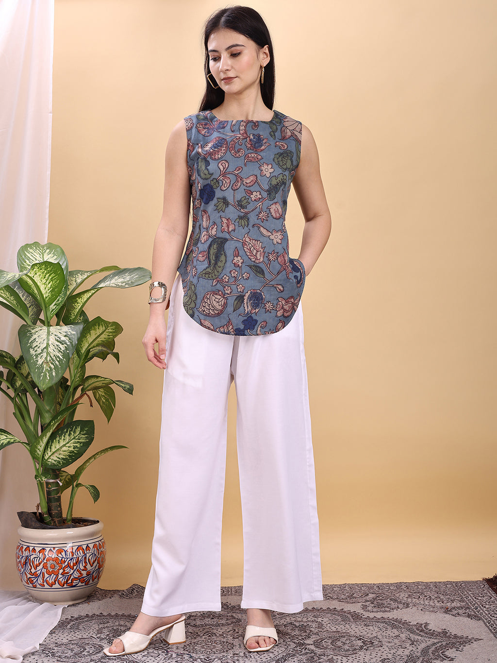 White color rayon plazzo