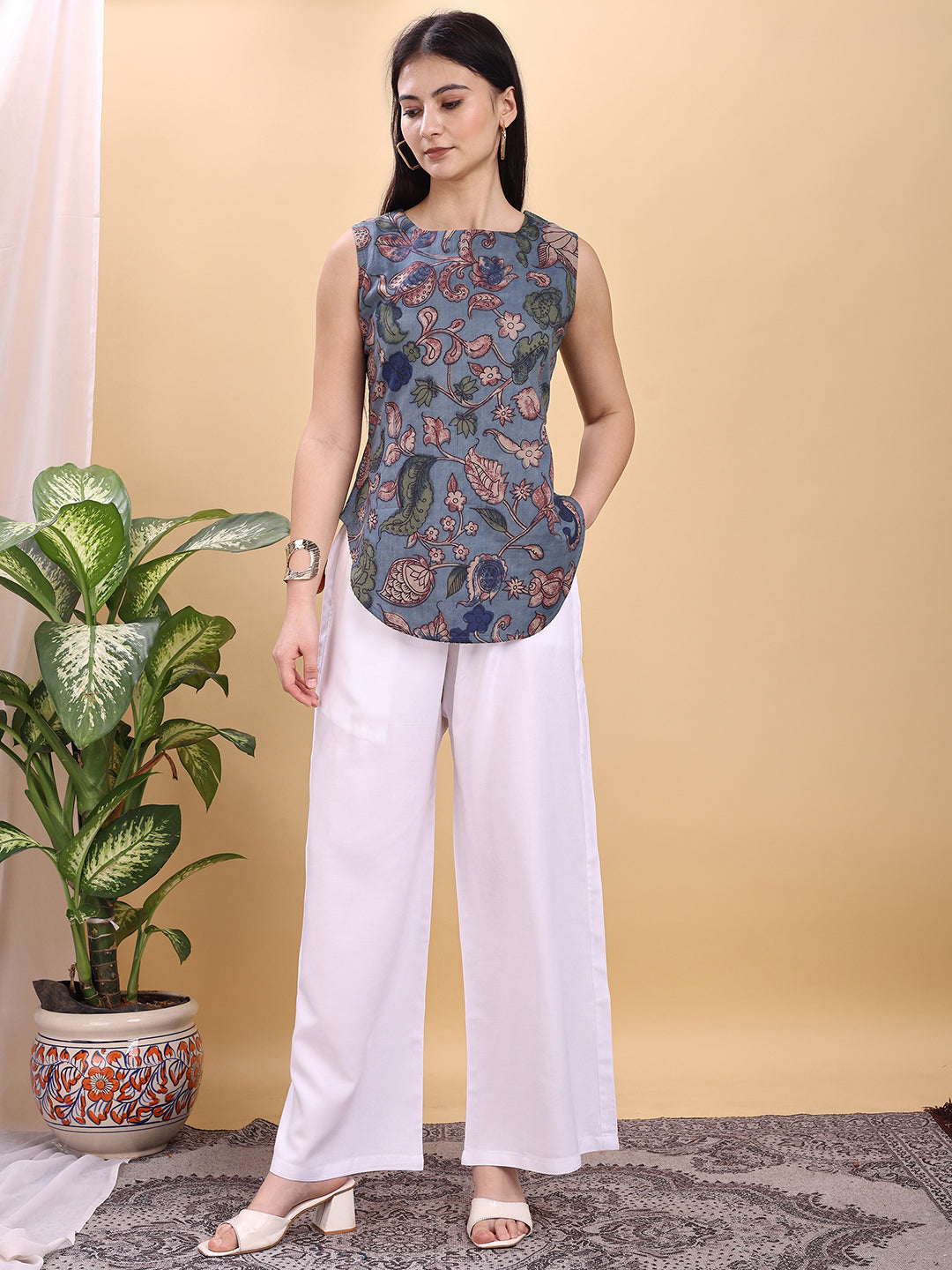 White color rayon plazzo