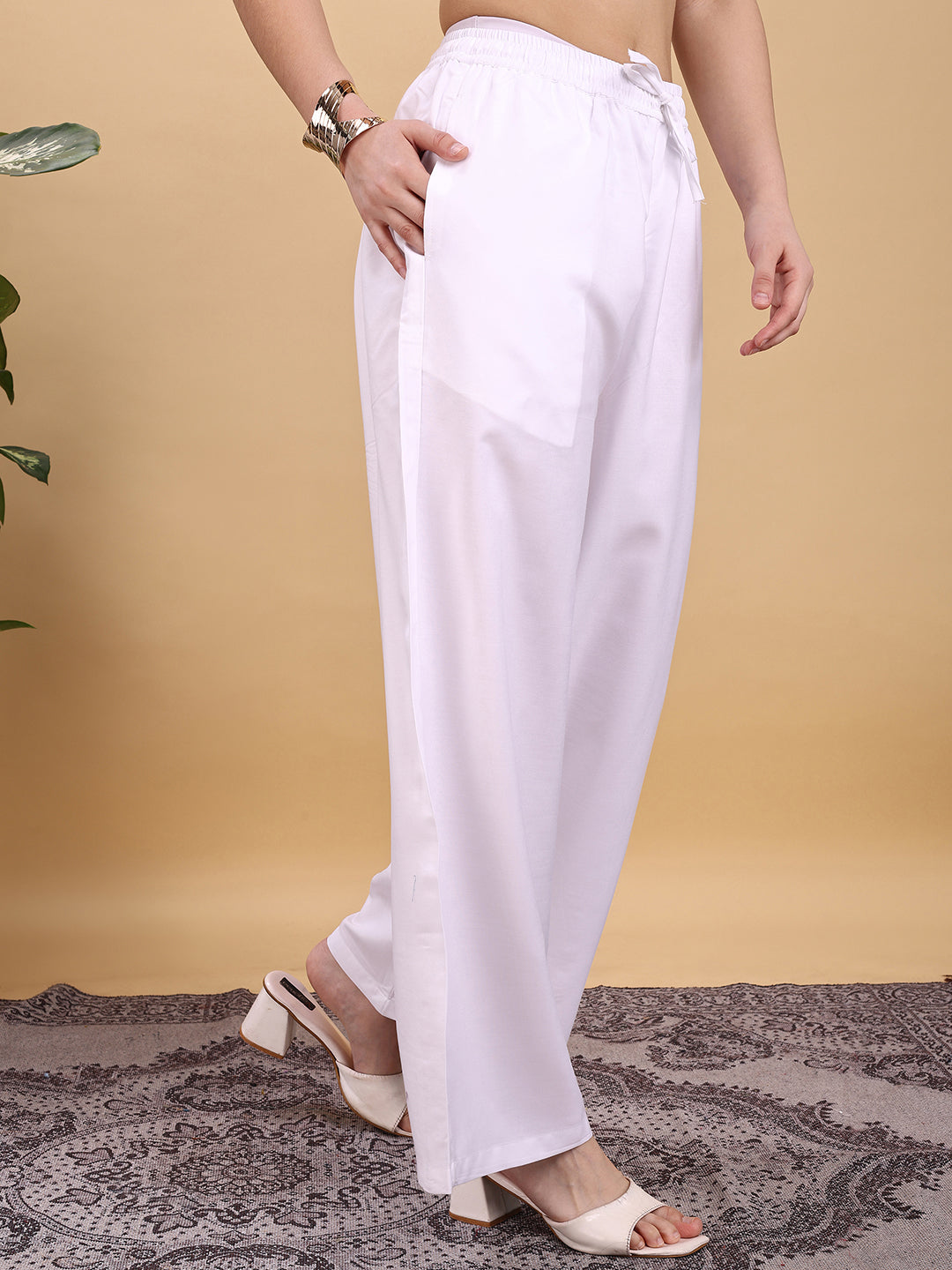 White color rayon plazzo