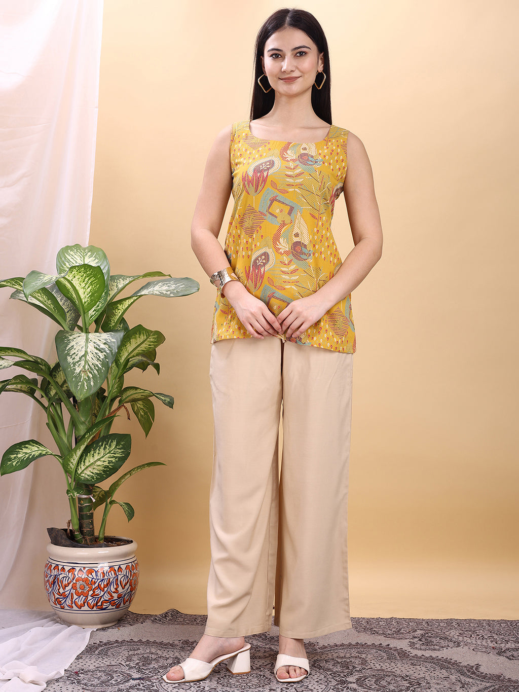 Beige color rayon plazzo