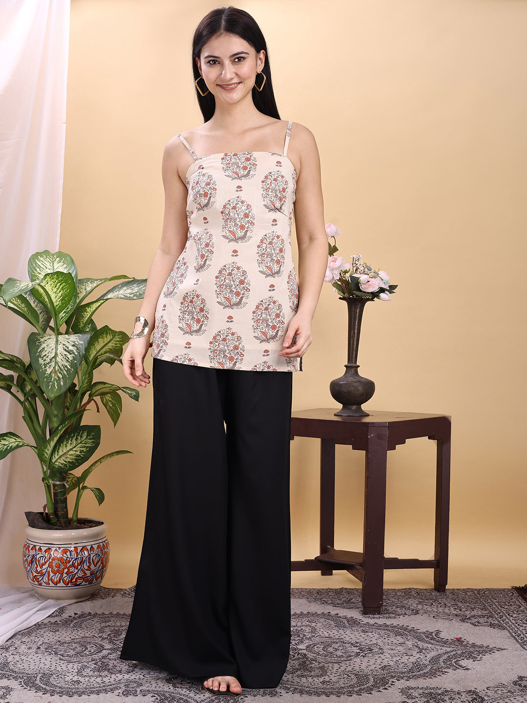 Black color rayon umbrella plazzo
