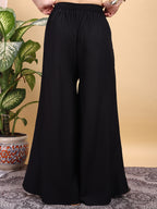 Black color rayon umbrella plazzo