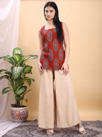 Beige color rayon umbrella plazzo
