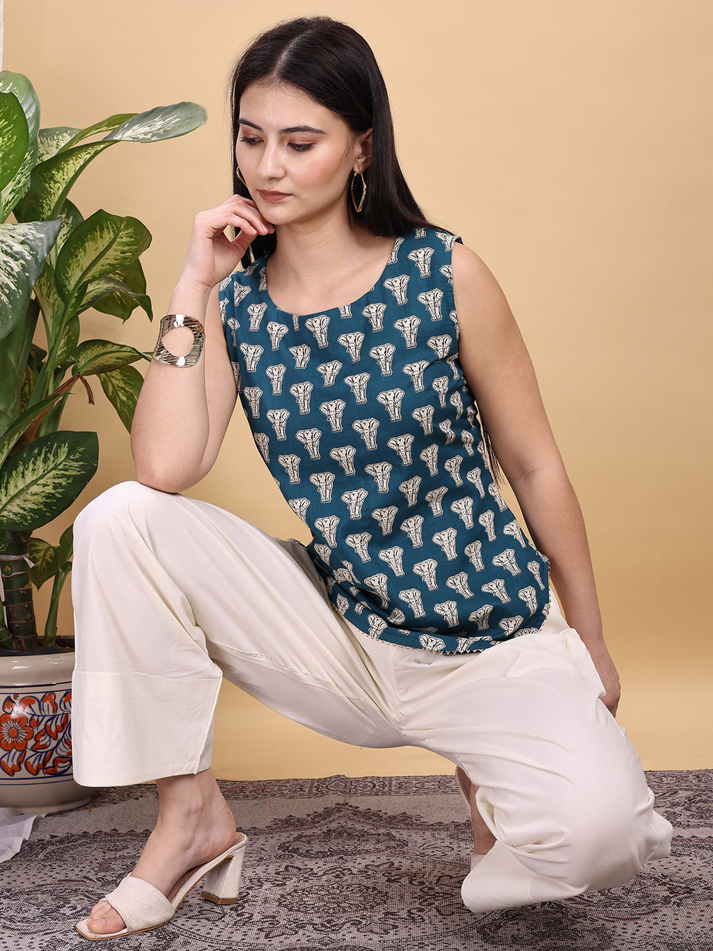 Off white color rayon farshi salwar