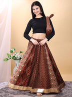 Coffee Brown color cotton printed kali skirt