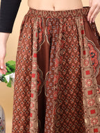 Coffee Brown color cotton printed kali skirt