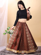 Coffee Brown color cotton printed kali skirt