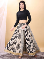 White color cotton printed kali skirt