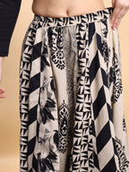 White color cotton printed kali skirt