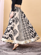 White color cotton printed kali skirt