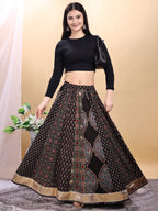 Black color cotton printed kali skirt