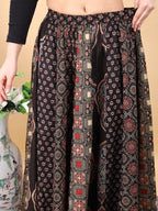 Black color cotton printed kali skirt