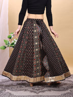 Black color cotton printed kali skirt