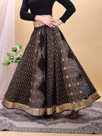 Black color cotton printed kali skirt