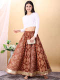 Brown color cotton printed kali skirt
