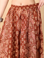 Brown color cotton printed kali skirt