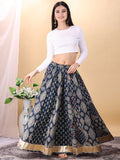 Blue color cotton printed kali skirt