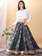 Blue color cotton printed kali skirt