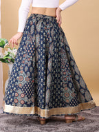 Blue color cotton printed kali skirt