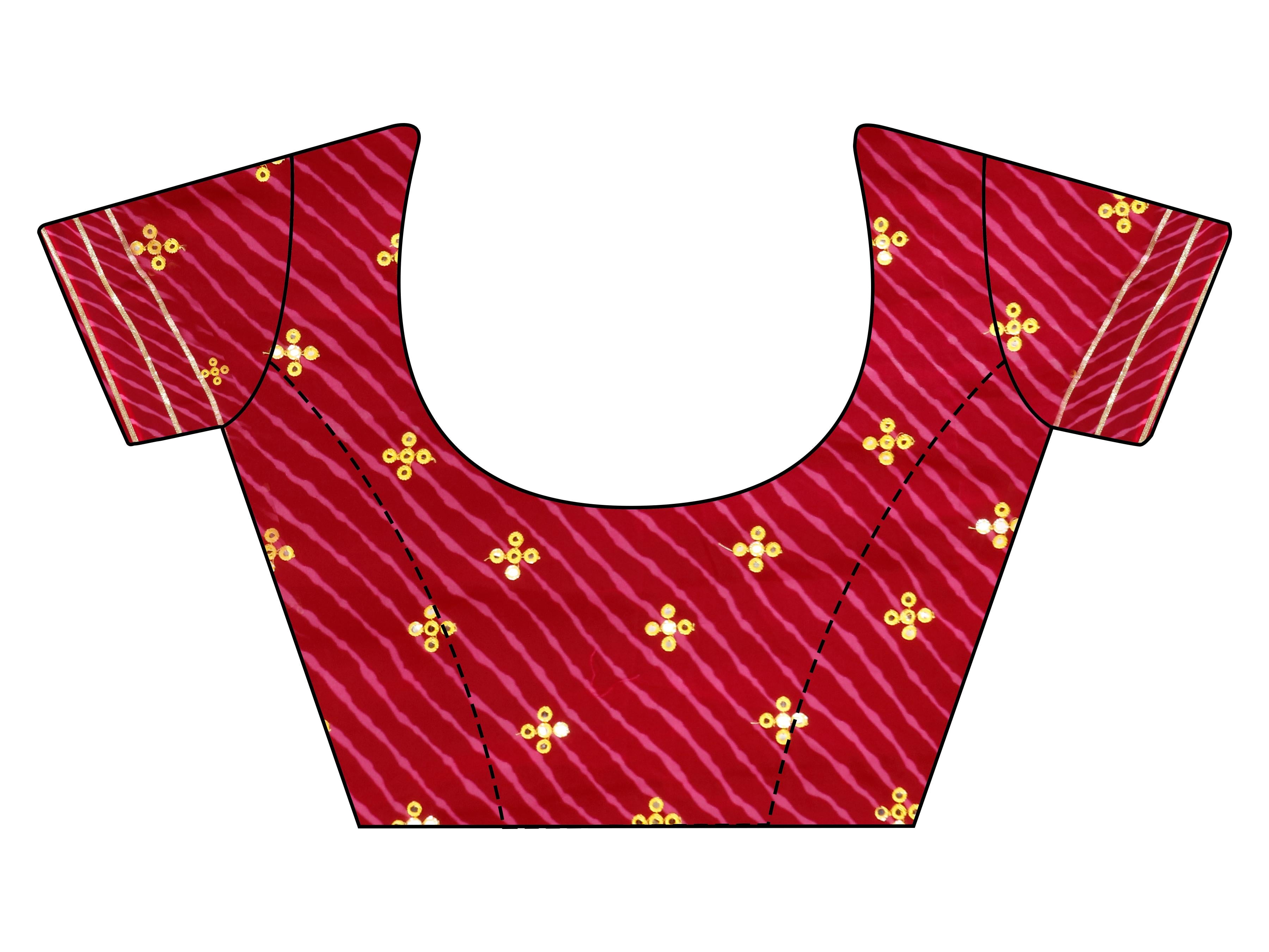 Pink colored lehariya saree with frill