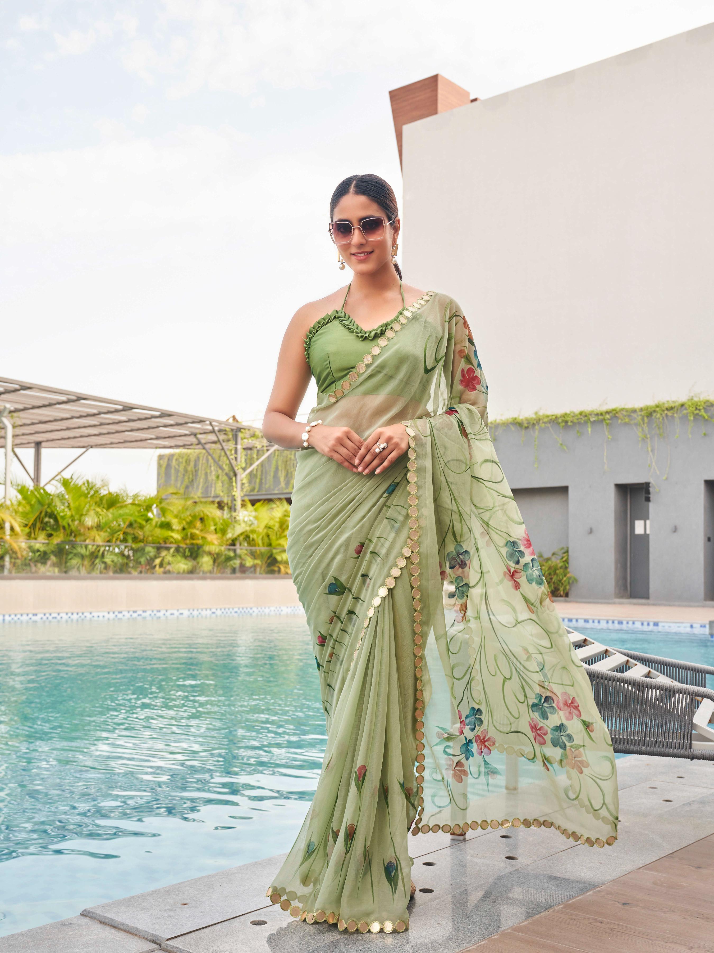 Floral Chiffon Saree