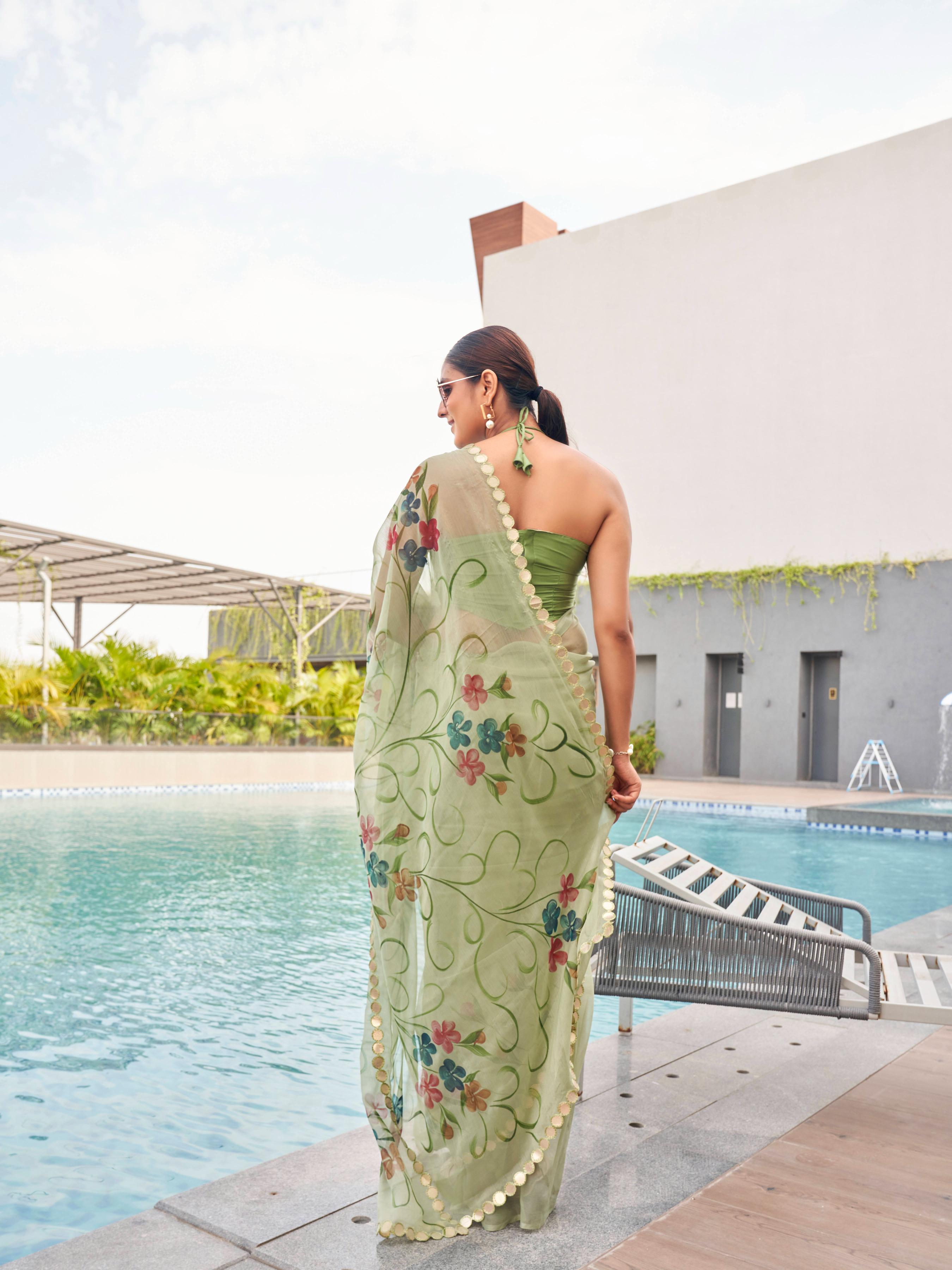 Floral Chiffon Saree
