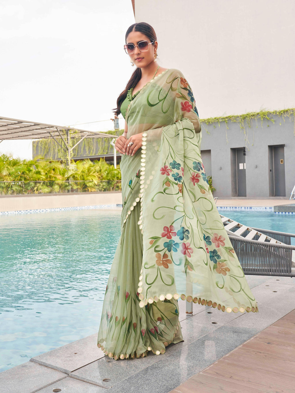 Floral Chiffon Saree