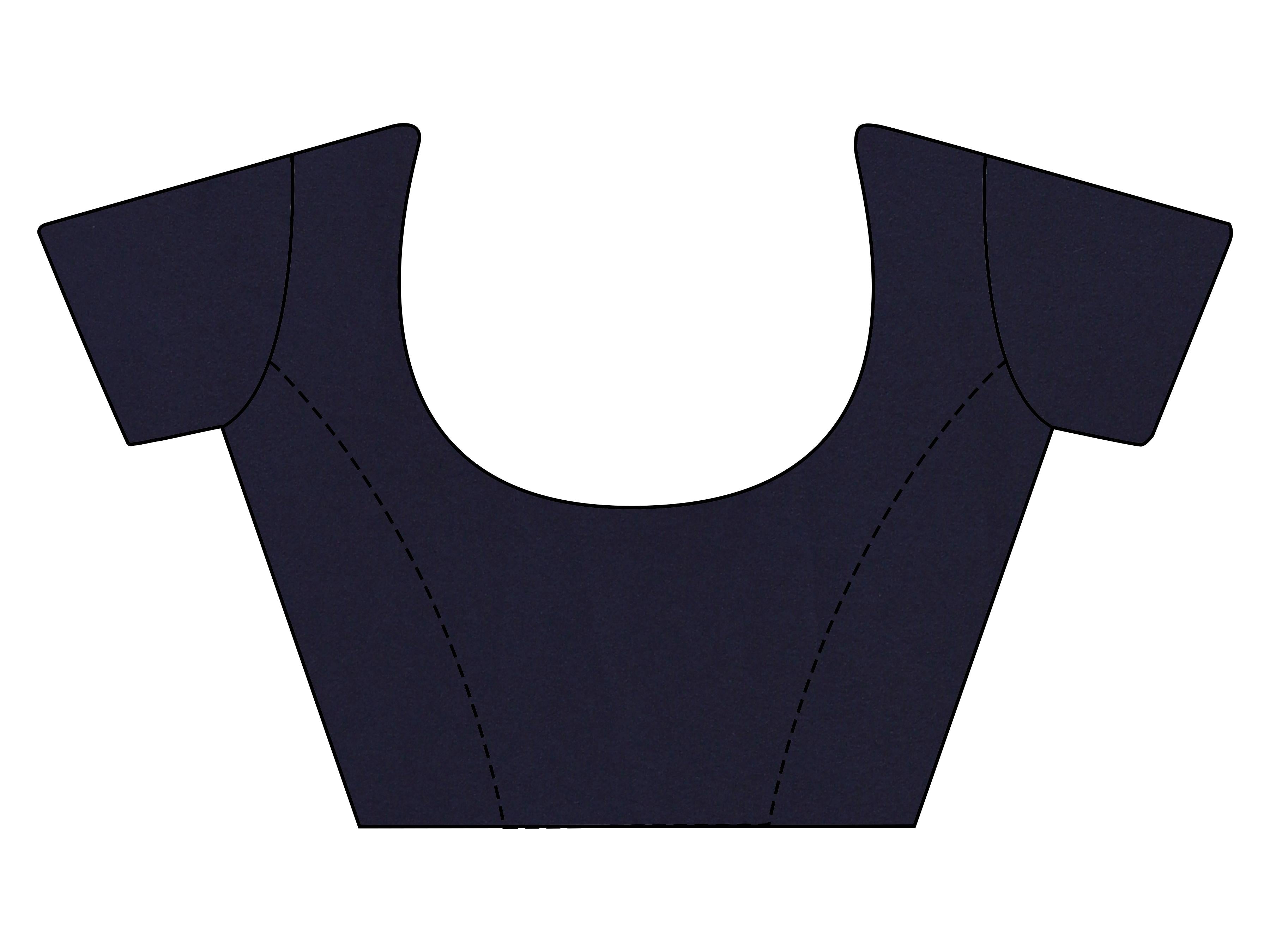 Blue colored designer saree with heavy embroidery on shoulder portion