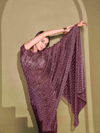 Ready To Wear Magenta Lycra Foil Saree with Unstitched Blouse