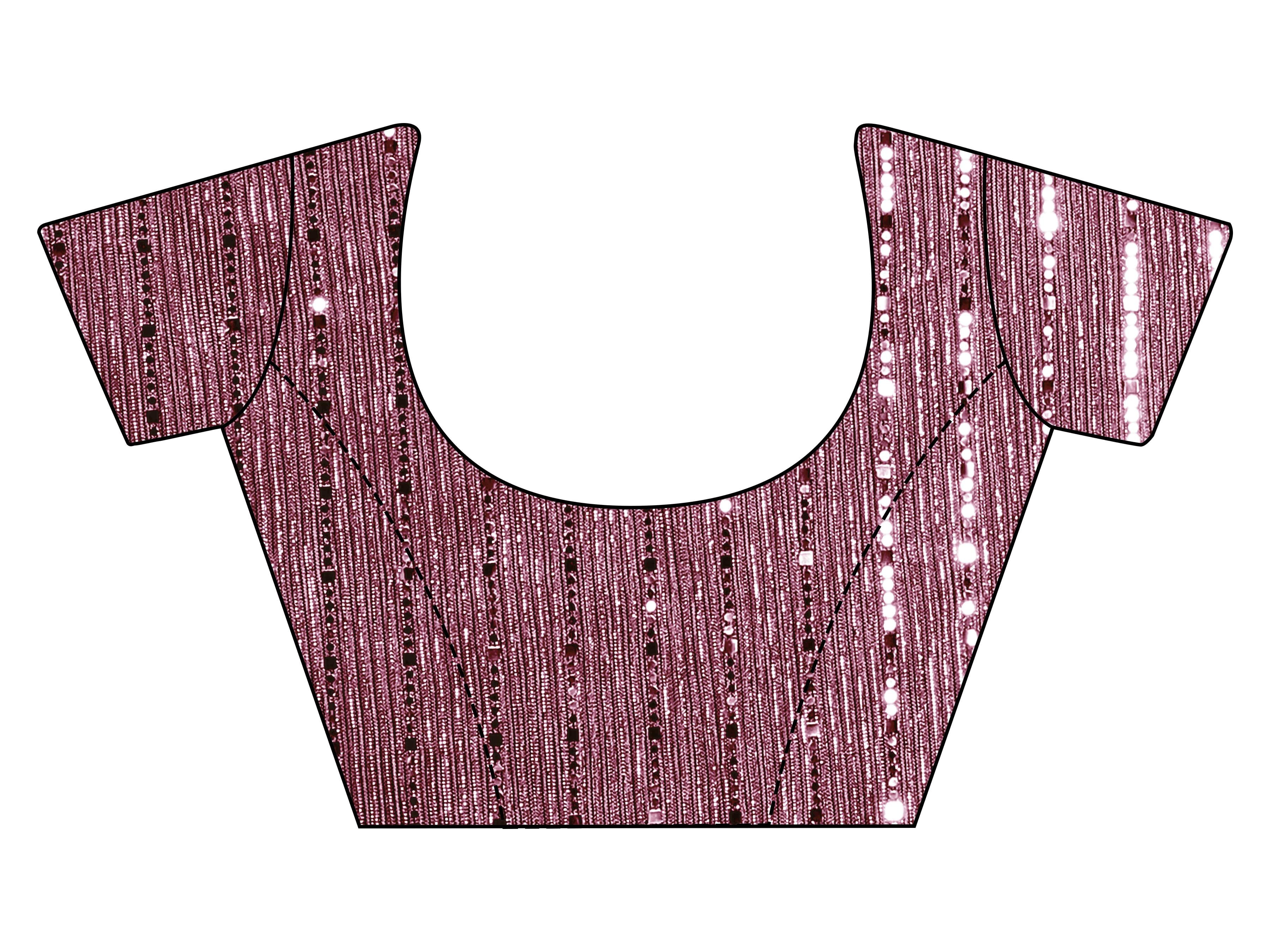 Ready To Wear Magenta Lycra Foil Saree with Unstitched Blouse