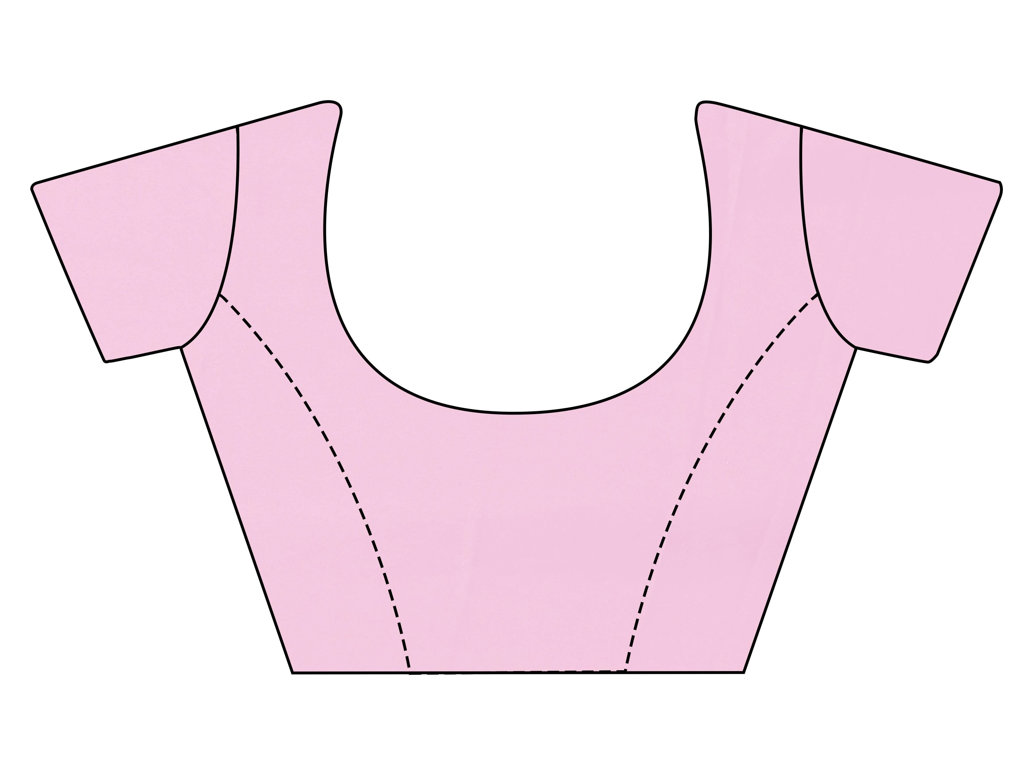 Pink colored striped shimmer saree with floral hand print and scalloped border