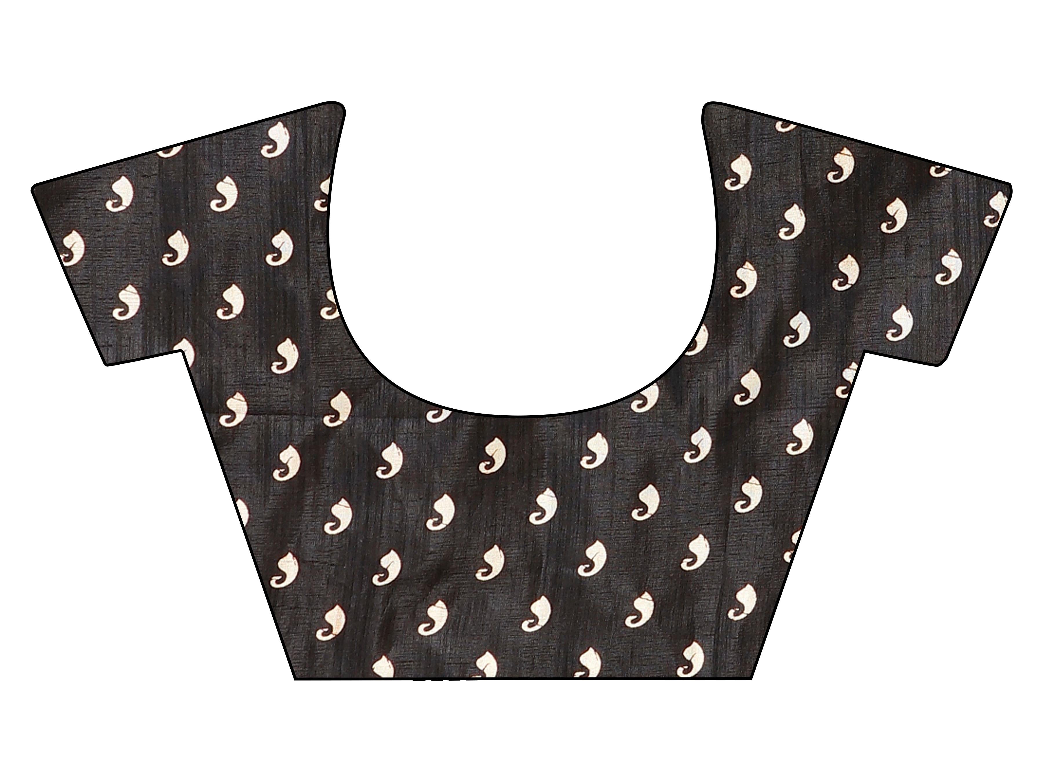 Ready to wear black colored printed satin saree