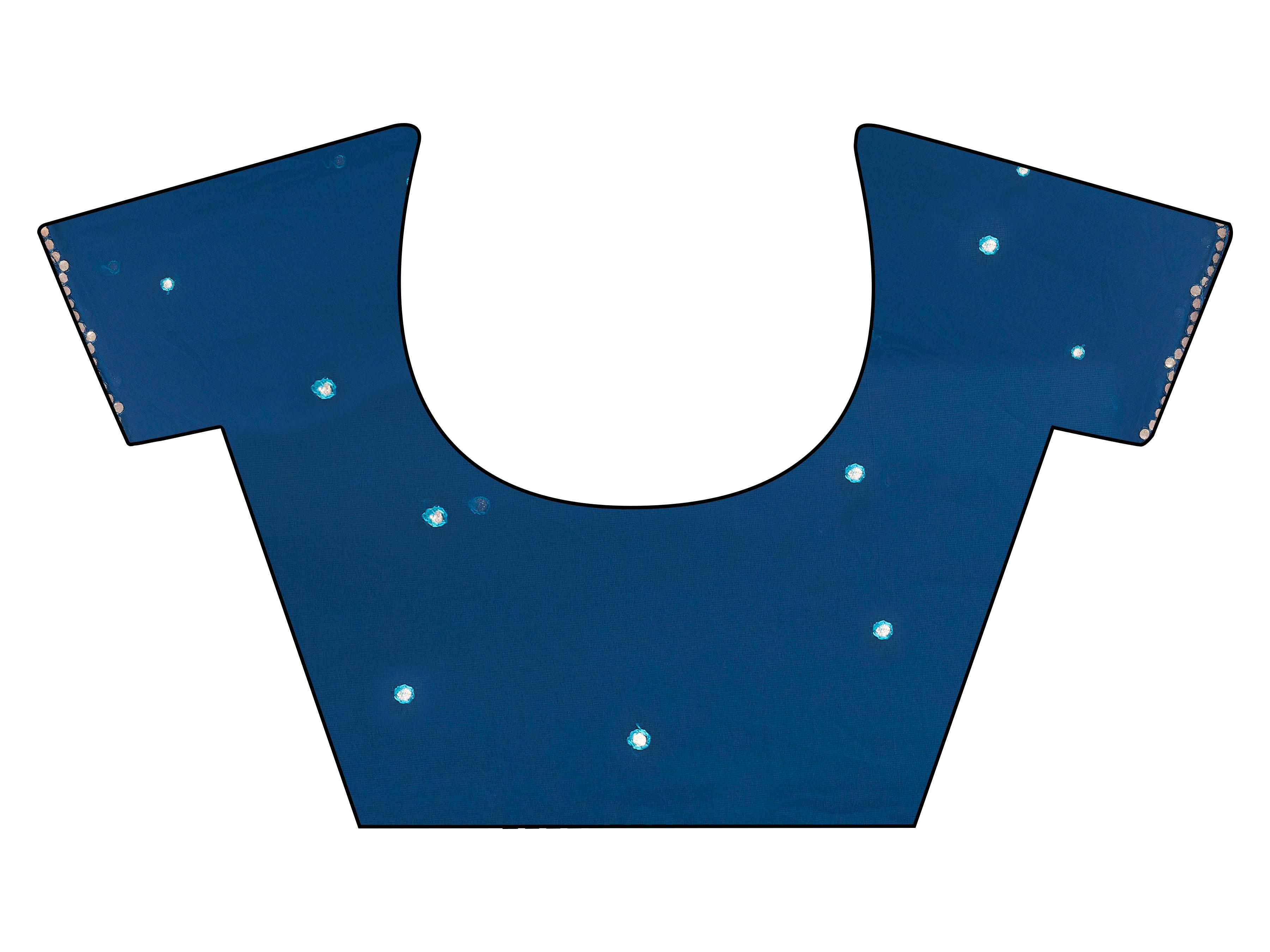 Blue colored organza saree with embellished work