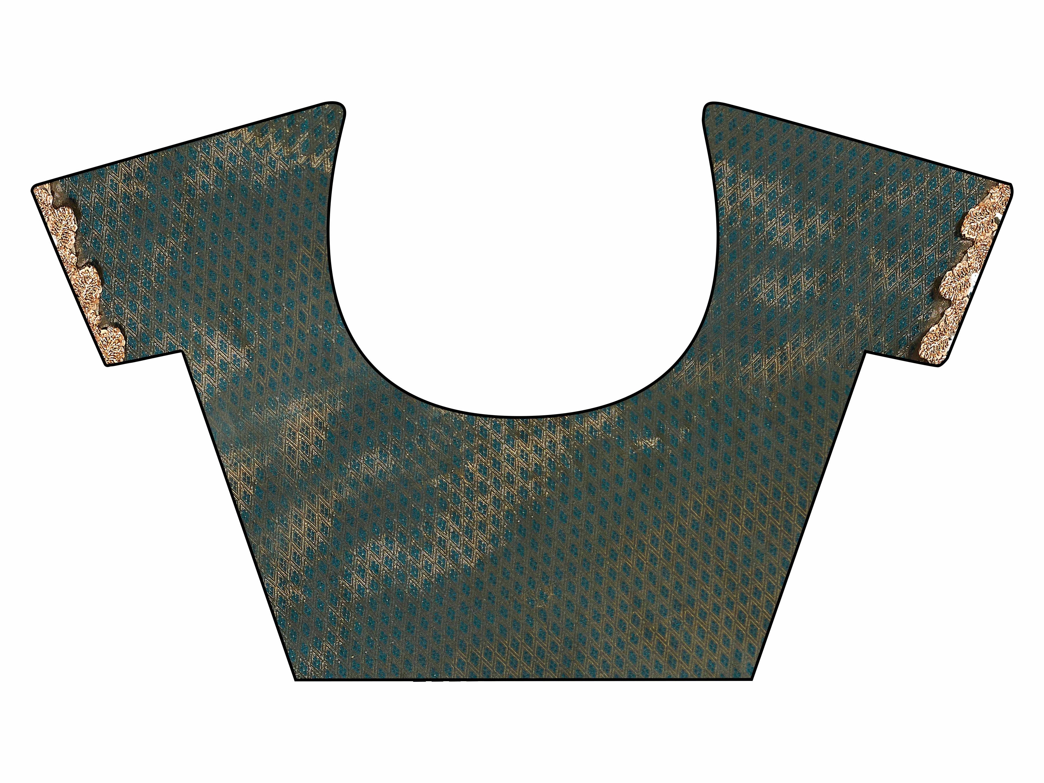 Two toned olive green and gold colored jimmy choo saree with brocade blouse and embroidered lace