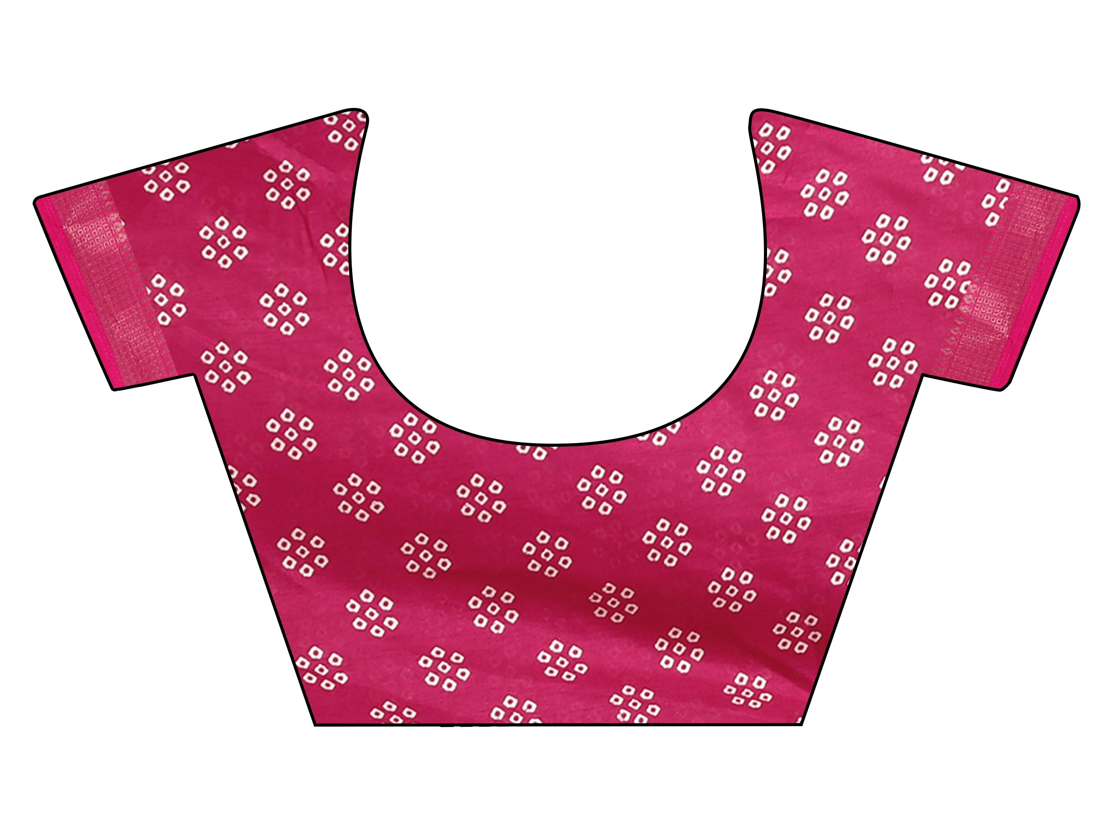 Ready to wear pink colored bandhni printed cotton blend saree