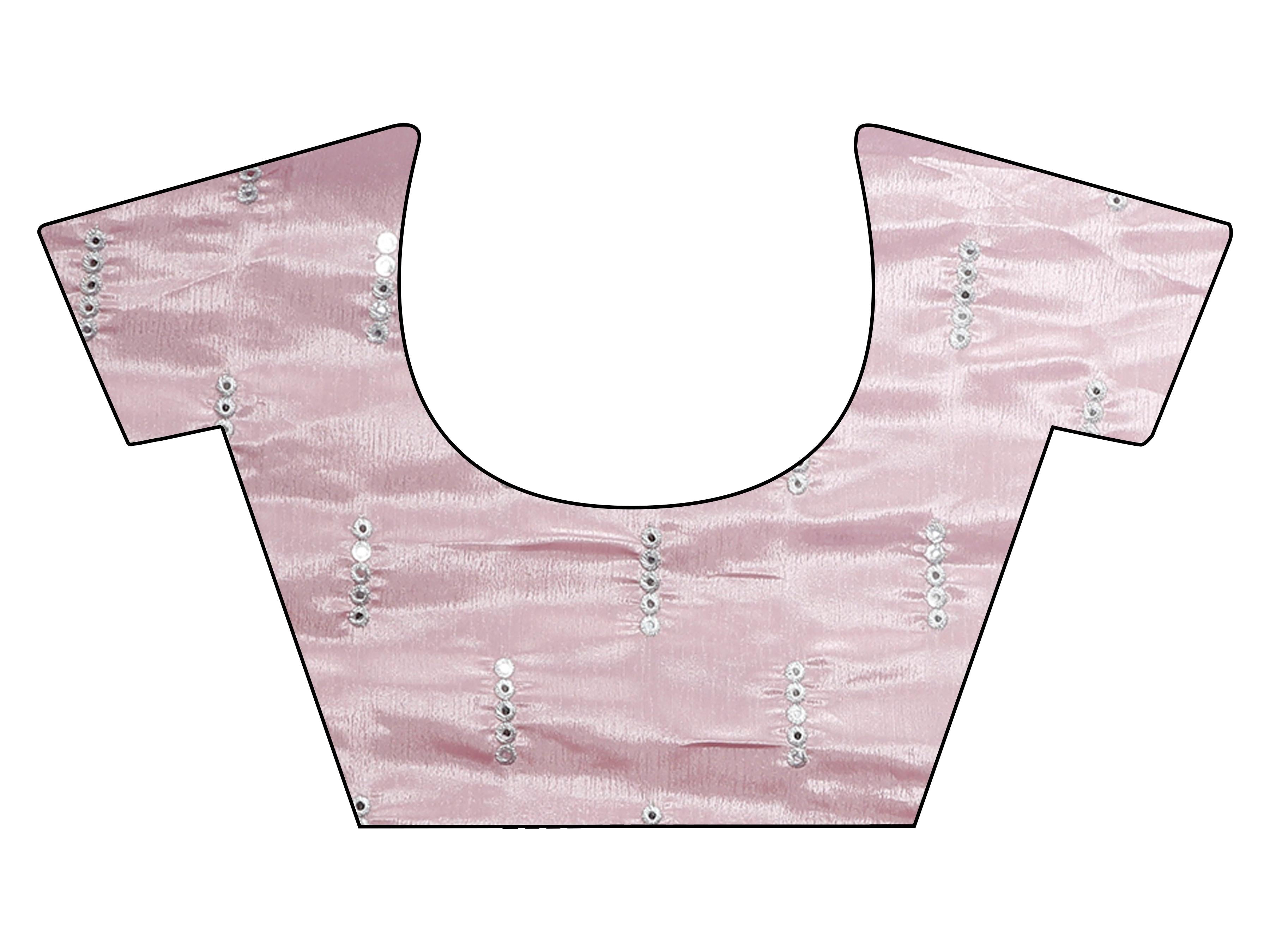 Ready to wear mauve colored chinon saree with embellished lace & Mirror-Work blouse