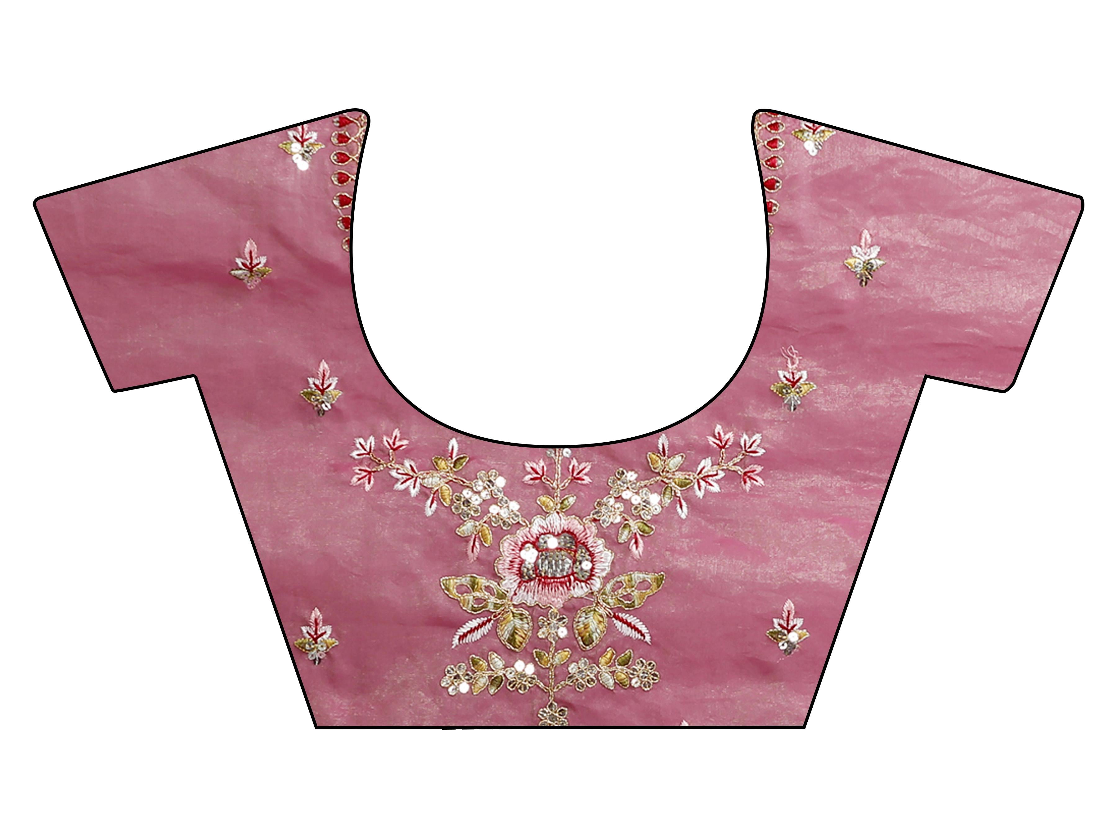 Two tone pink and gold colored jimmy choo saree with sequinned embroidery border