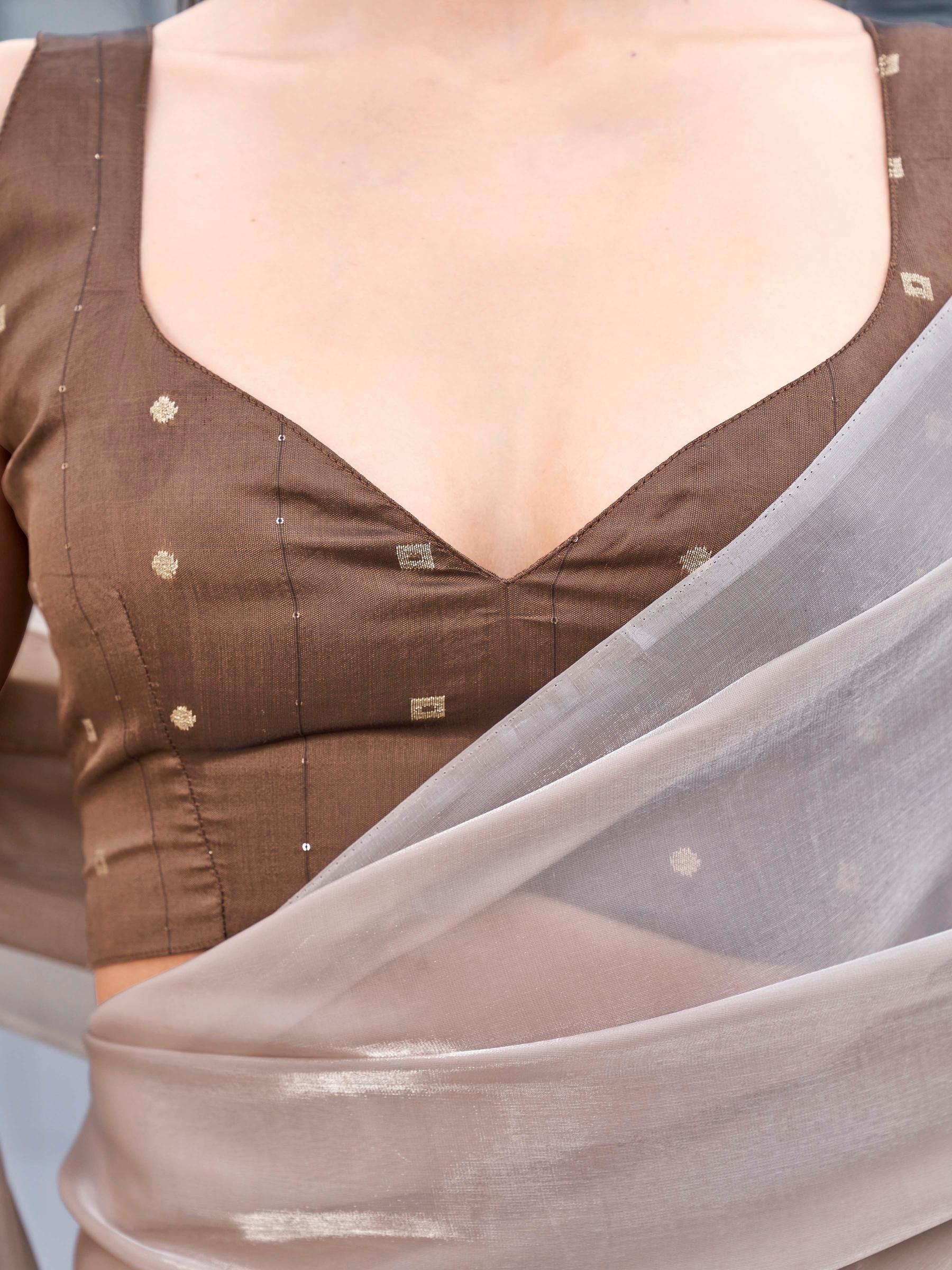 Ombre colored jimmy choo saree with tassels on pallu