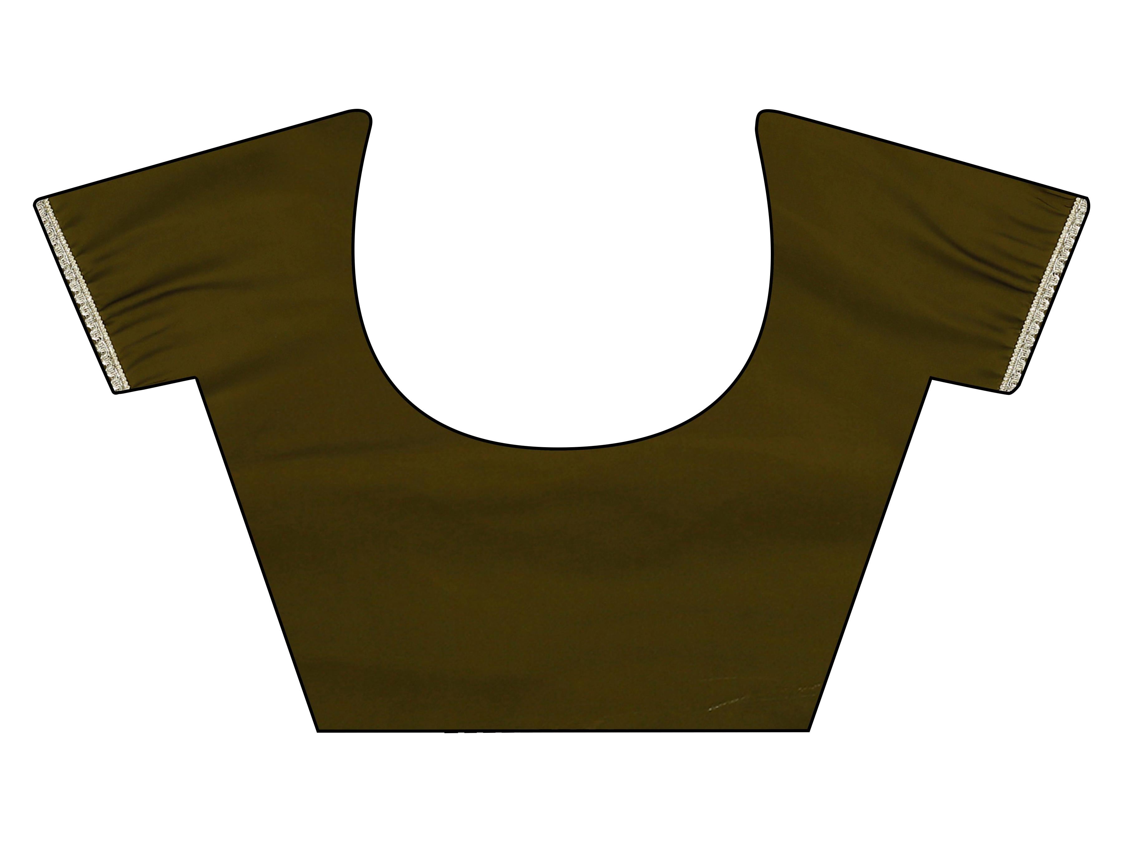 Mehendi green colored designer saree with foil embellishment and embellished lace