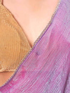 Ready to wear Pink & blue two tone shimmer chiffon saree with tassles in pallu & fancy lycra blouse